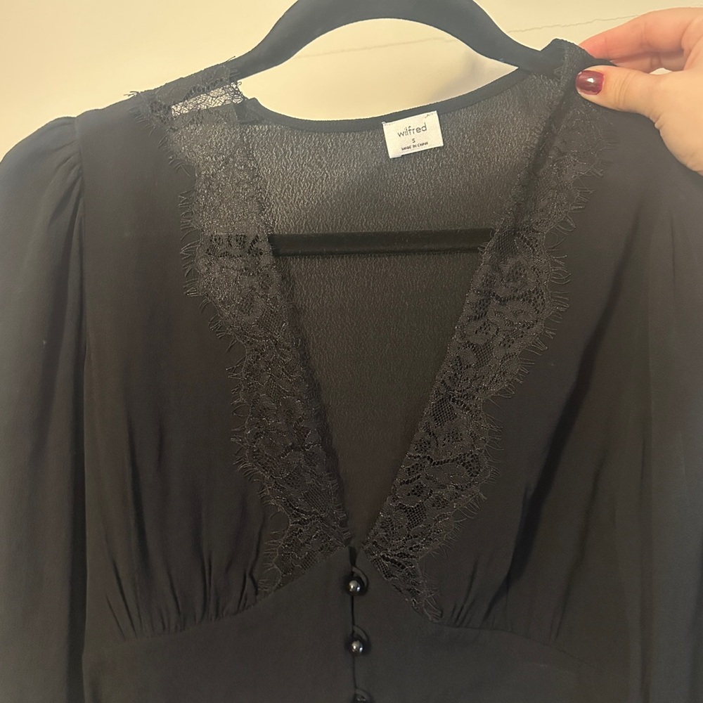 Wilfred Black Lace Trim Blouse
